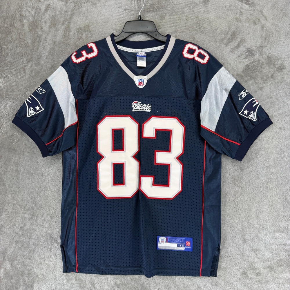 Reebok New England Patriots Jersey Men 48 Blue Wes Welker 83 NFL Authentic 7009A